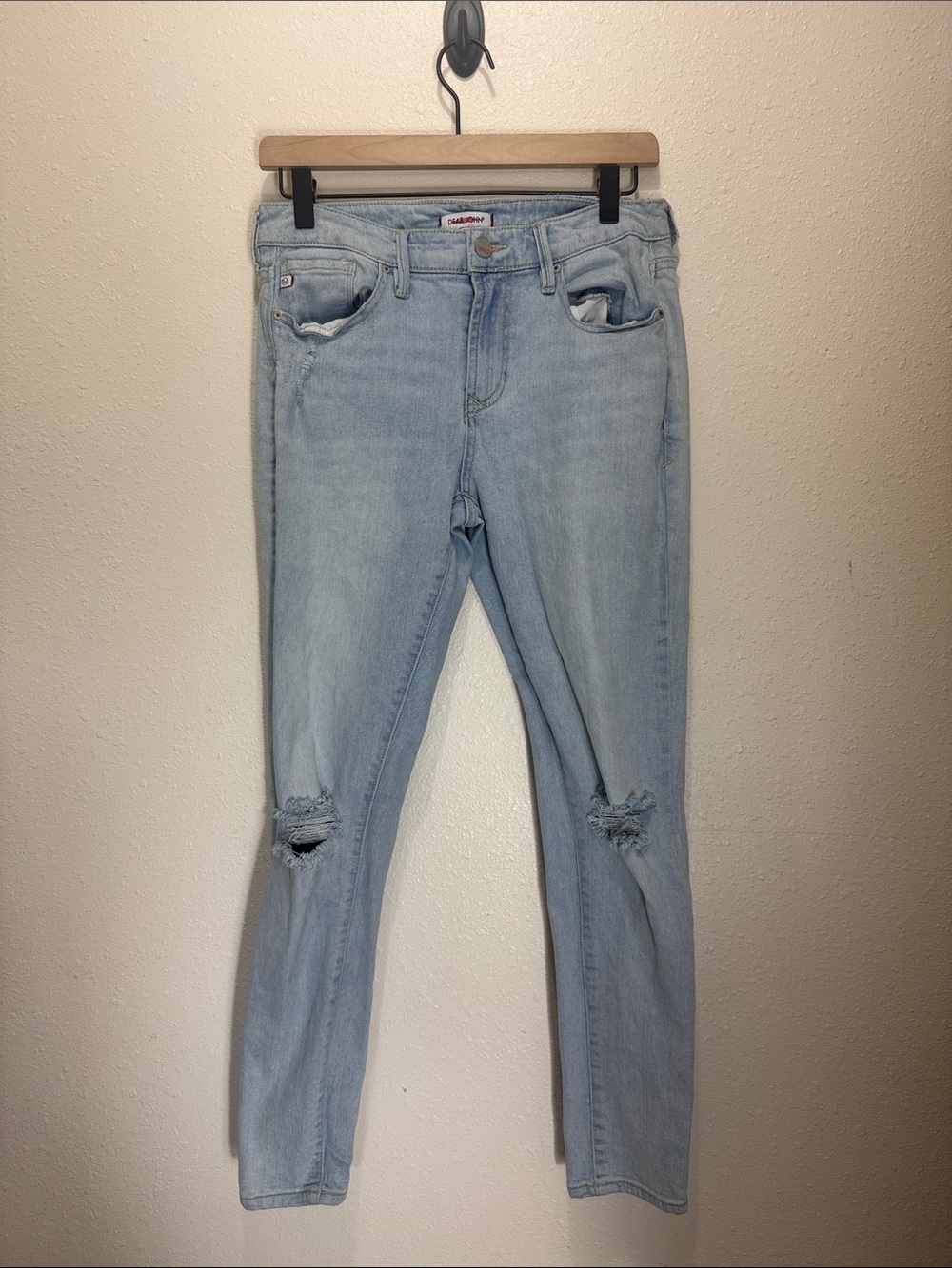 Dear John Light Blue Distressed High Waisted Skinny Jeans, Size 28